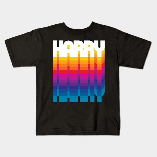 Retro Harry Proud Name Personalized Gift Rainbow Style Kids T-Shirt by Time Travel Style